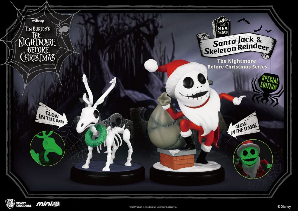 Nightmare Before Christmas Mini Egg Attack Figure 2-Pack Santa Jack & Skeleton Reindeer 8 cm 4711203444947
