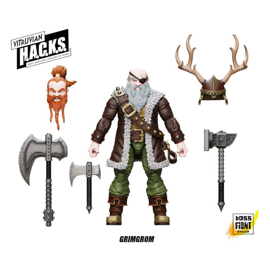 Vitruvian H.A.C.K.S. Action Figure Dwarf Mercenary Grimgrom 0814800024667