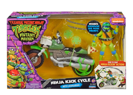 Teenage Mutant Ninja Turtles: Mutant Mayhem Drive N Kick Action Figure Leonardo & Motorcycle 11 cm  0043377834311