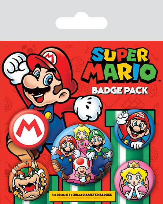 Super Mario Pin-Back Buttons 5-Pack 5050293804408