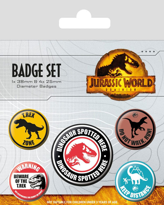 Jurassic World: Dominion Pin-Back Buttons 5-Pack Warning Signs 5050293807454