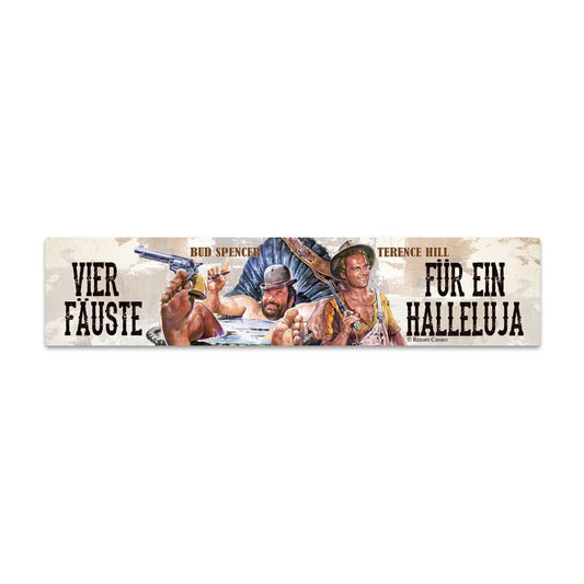 Bud Spencer & Terence Hill Tin Sign with Magnet Vier Fäuste für ein Halleluja 16 x 3,5 cm 4250778167856