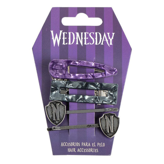 Wednesday Hair Accessories 4 Pack Pruple & Black 8445484436853