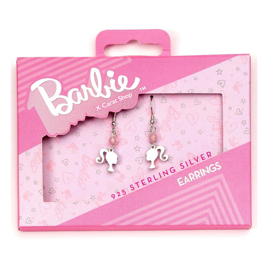 Barbie Drop Earrings Silhouette & Rose Quartz (Sterling Silver) 5055583454042