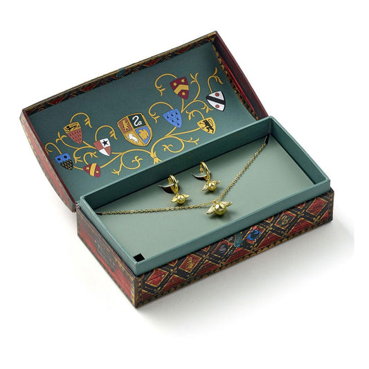Harry Potter: Quidditch Golden Snitch Necklace and Earrings Gift Set (Golden Tone) 5055583462825