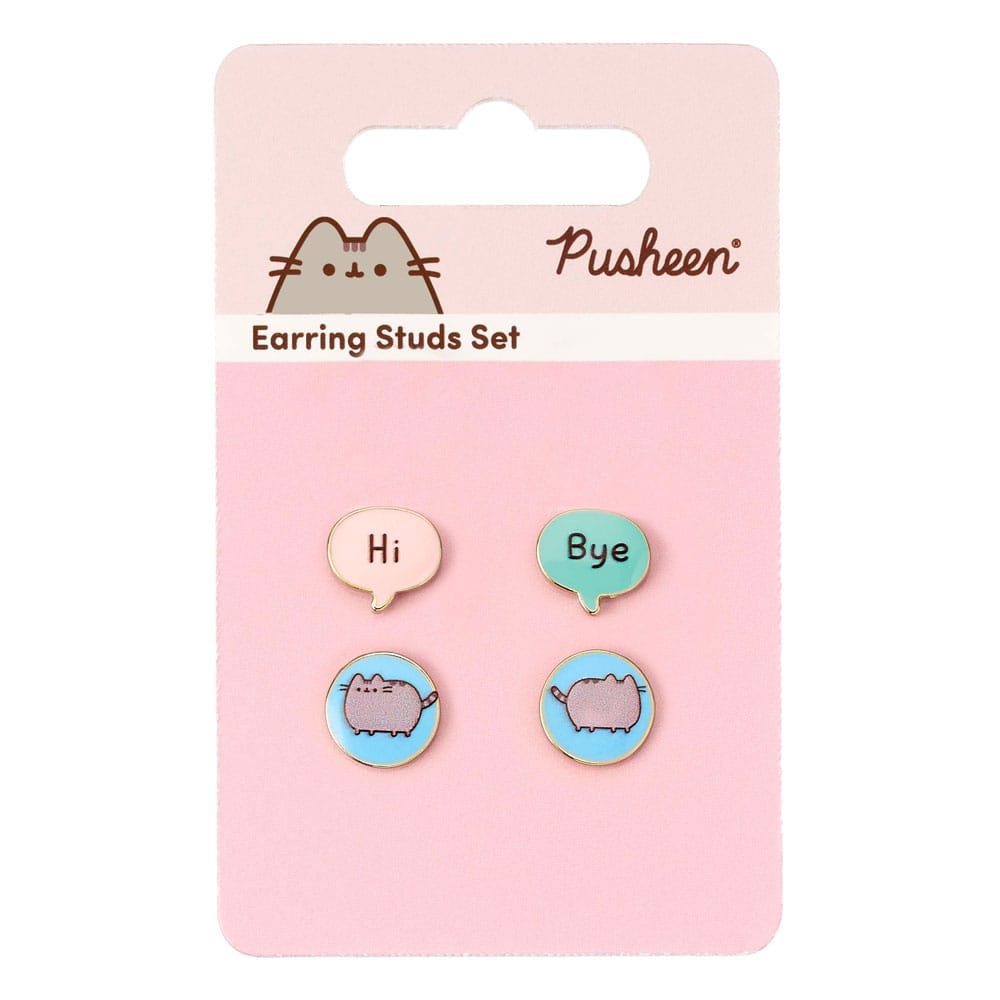 Pusheen Stud Earrings 2-pack "Hi , Bye" 5055583453328
