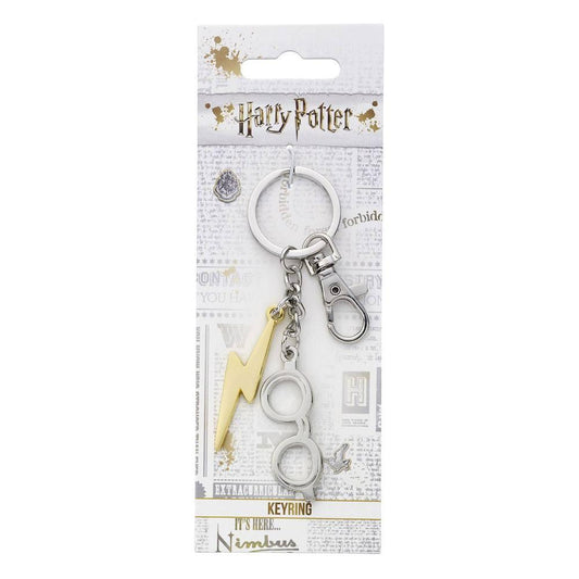 Harry Potter Keychain Lightening Bolt & Glasses (Silver Plated) - Amuzzi
