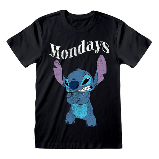 Lilo & Stitch T-Shirt Stitch Mondays Black Size S 5056811534222