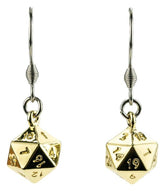 Lair Wear Dice Earrings D20 Gold Metal 0605468413234
