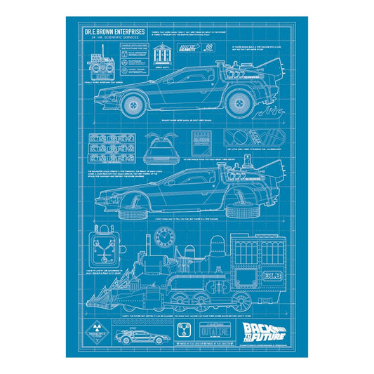 Back To The Future Art Print Time Machine Blueprint Limited Edition 42 x 30 cm              5060948294522