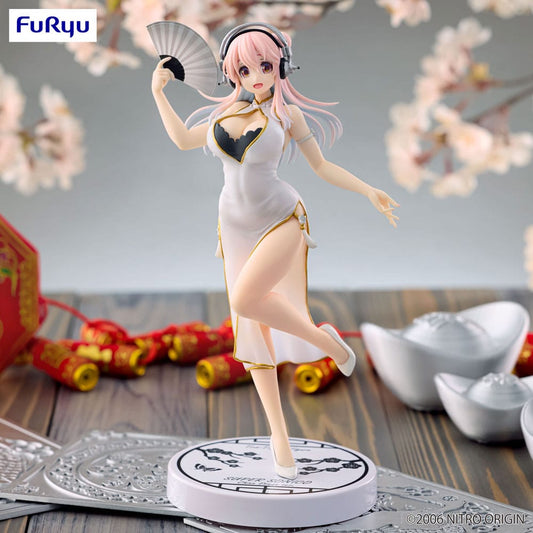 Super Sonico Trio-Try-iT PVC Statue White China Dress Ver. 21 cm 4571623506737