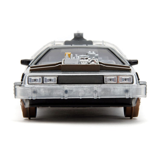 Back to the Future III Hollywood Rides Diecast Model 1/24 DeLorean Time Machine Railroad Wheels 4006333096402