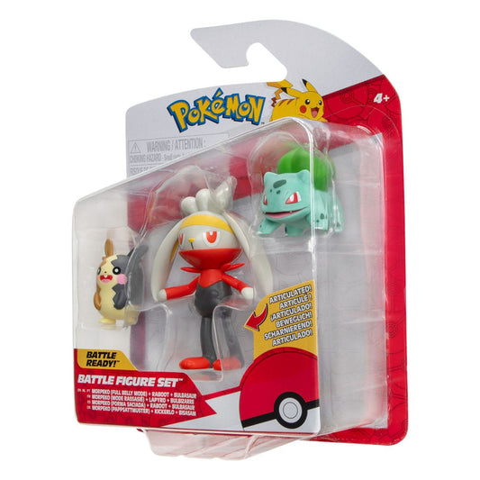 Pokémon Battle Figure Set 3-Pack Morpeko (Full-Belly Mode), Bulbasaur #1, Raboot 5 cm 0191726481348