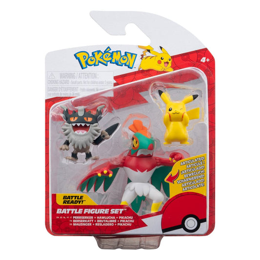 Pokémon Battle Figure Set 3-Pack Pikachu #8, Perrserker, Hawlucha 5 cm 0191726709428