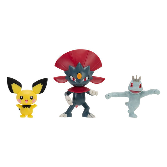 Pokémon First Partner Battle Figure Set Figure 3-Pack Pichu, Machop, & Weavile 0191726755975