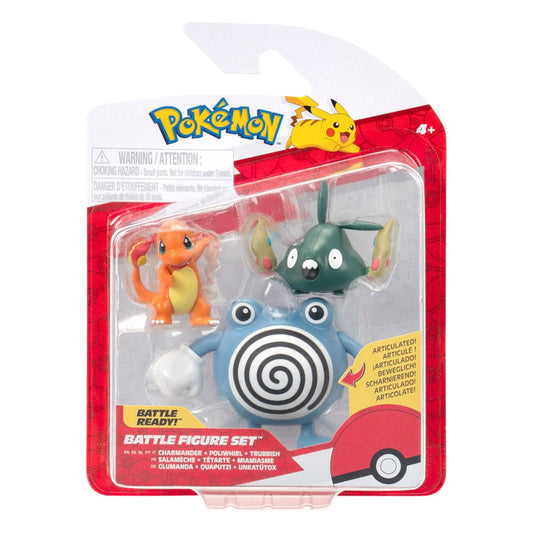 Pokémon First Partner Battle Figure Set Figure 3-Pack Charmander, Trubbish & Poliwhirl 0191726755982