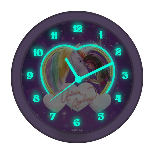 Unicorn Academy Wall Clock Glow in the Dark 8053172180393