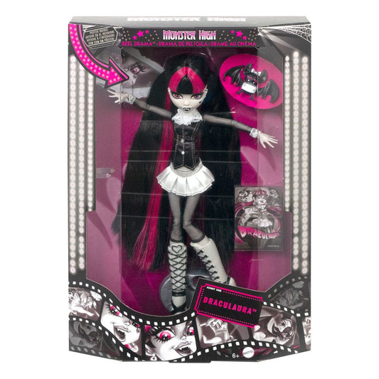 Monster High Reel Drama Doll Draculaura in Black And White 0194735104819