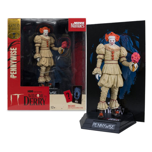It: Welcome to Derry Movie Maniacs PVC Statue Pennywise (Flashback) (Gold Label) 16 cm 0787926141375