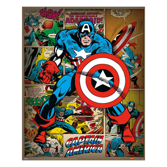 Marvel Comics Poster Pack Captain America Retro 40 x 50 cm (4) 5050574504287