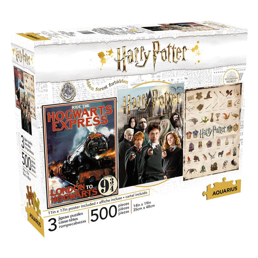 Harry Potter Jigsaw Puzzle Movie Poster 3-Pack (500 pieces) 0840391148215