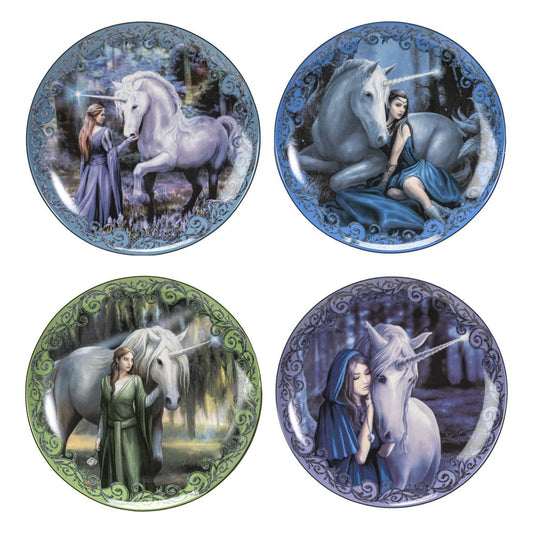 Anne Stokes Plates 4-Pack Unicorn and Maiden 0726549140631