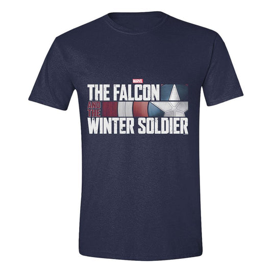 The Falcon and the Winter Soldier T-Shirt Action HR Logo Navy Size XL 5059568999580