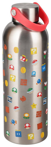 Super Mario Metal Water Bottle with Carry Loop 5056577774849