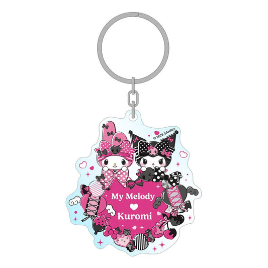 Sanrio Pink Black Party Series Acrylic Keychain My Melody & Kuromi 7 cm      8721126704673