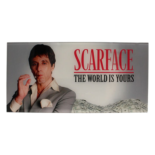 Scarface Glass Poster The World Is Yours (Grey Background) 60 x 30 cm 8436535275972