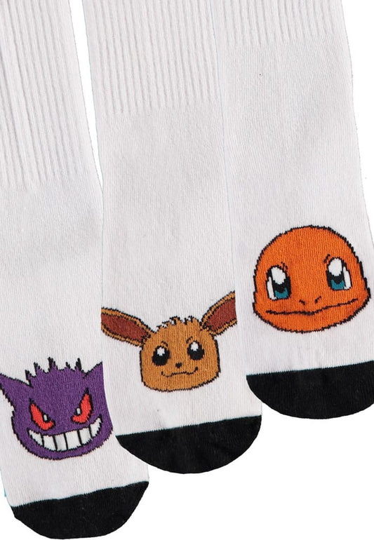 Pokemon Socks 3-Pack Heads Black & White 39-4 8718526171907