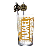 Marvel Glass Tumbler with Straws Logo & Avengers 485 ml 8412497311194