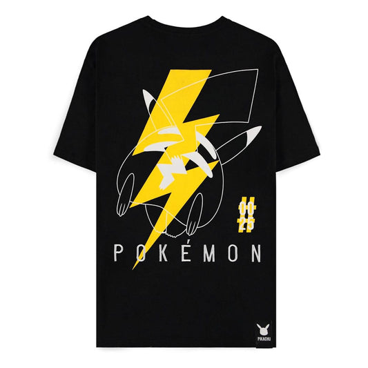 Pokemon T-Shirt Black Pikachu Electrifying Line-art Size S 8718526191387