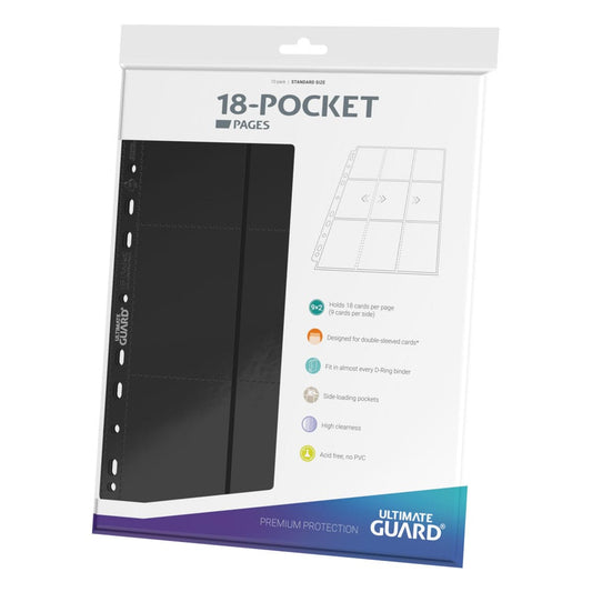 Ultimate Guard 18-Pocket Pages Side-Loading (10) - Black 4260250078365