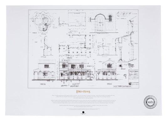 Lord of the Rings Blueprint Art Print The Courtyard of Minas Tirith 59 x 42 cm 9420024745458
