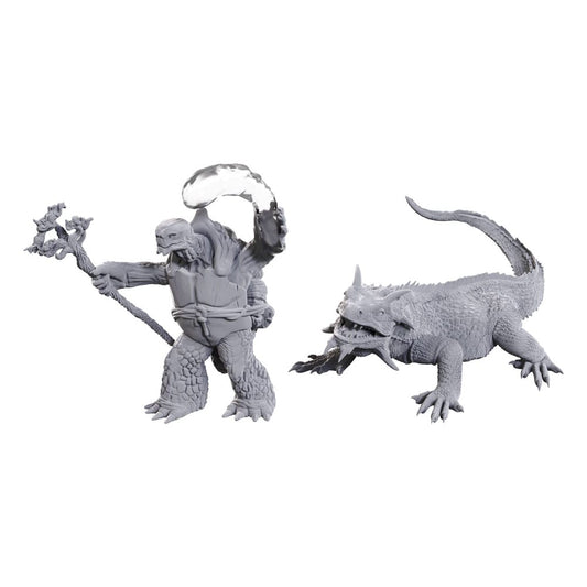 D&D Nolzur's Marvelous Miniatures Unpainted Miniatures Tortle Druid & Wild Shape Giant Lizard 0634482907078