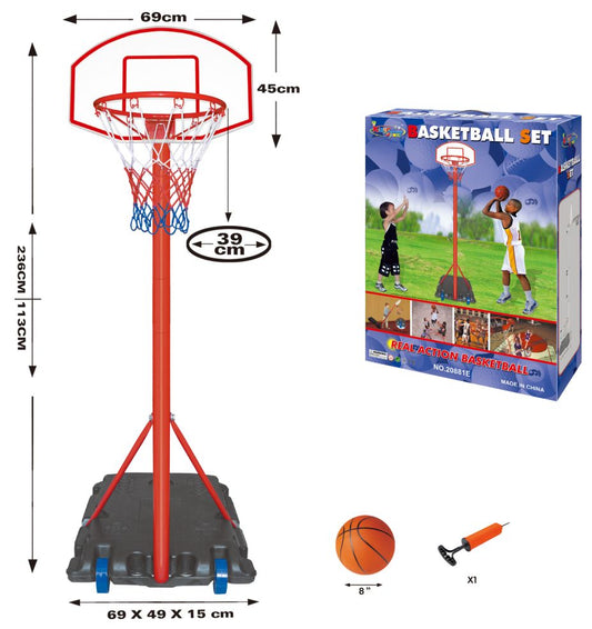 Basketball speelset met bal en pomp 200 cm 3700115208816