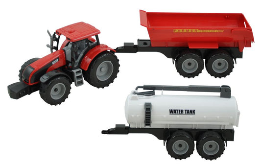 Tractor met 2 aanhangwagens 1:32 - 26x10x38,5 3700115490891