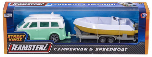 Street Kings Kampeerwagen met speedboot - Teamsterz 5050837700210