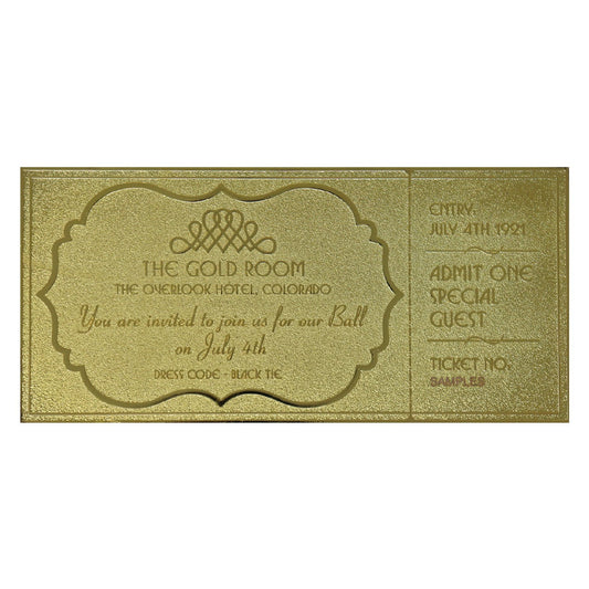  The Shining: The Overlook Hotel Ball 24k Gold Plated Ticket Replica  5060662464980