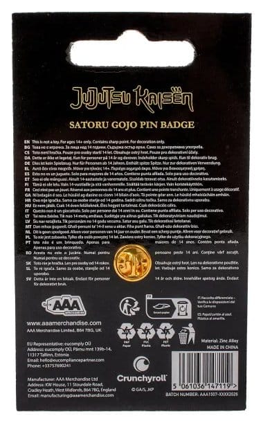 Jujutsu Kaisen Icon Pin Badge Satoru Gojo 5061036147119