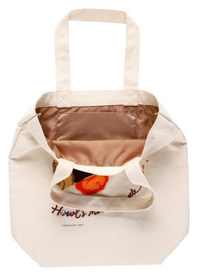 Howl's Moving Castle Tote Bag Embroidery Canvas Calcifer in a hurry 4990593483228