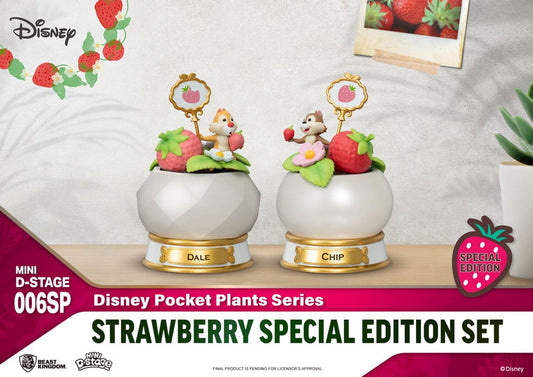 Disney Mini Diorama Stage Statues Pocket Plants Series Strawberry Special Edition Set 12 cm 4711385244151