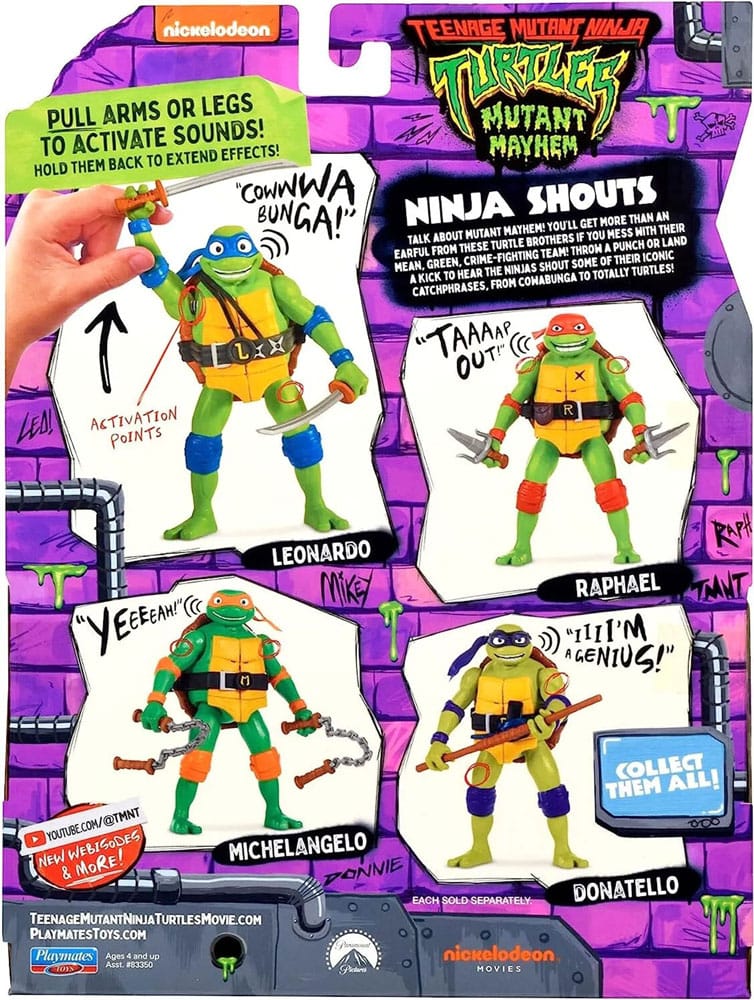 Teenage Mutant Ninja Turtles: Mutant Mayhem Ninja Shouts Action Figure Donatello 14 cm  0043377833529