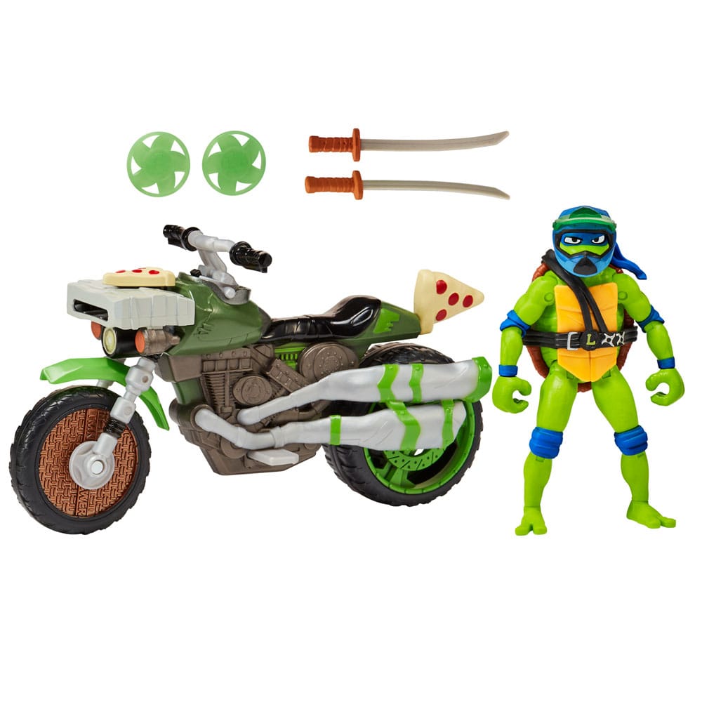 Teenage Mutant Ninja Turtles: Mutant Mayhem Drive N Kick Action Figure Leonardo & Motorcycle 11 cm  0043377834311