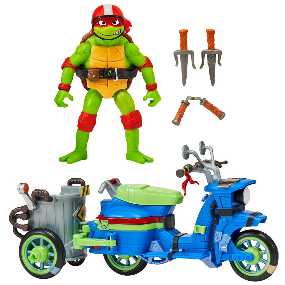 Teenage Mutant Ninja Turtles: Mutant Mayhem Action Figure Raphael & Scooter with Sidecar 11 cm  0043377834328