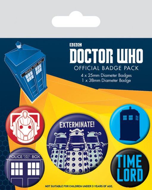 Doctor Who Pin-Back Buttons 5-Pack Exterminate 5050293804965