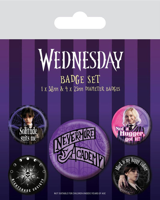 Wednesday Pin-Back Buttons 5-Pack Nevermore 5050293808147