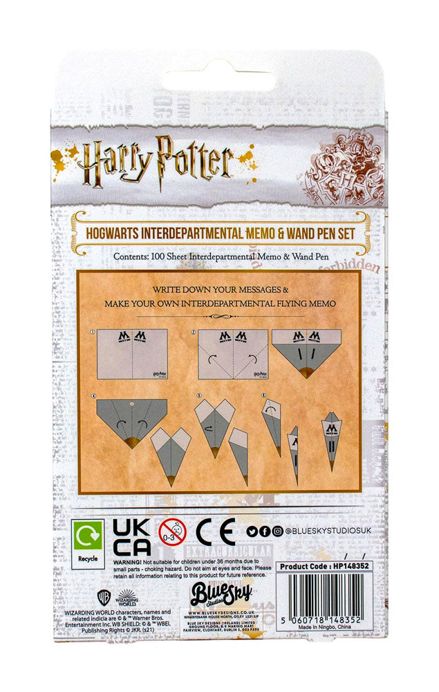 Harry Potter Interdepartmental Memo with Wand Pen Set Hogwarts 5060718148352