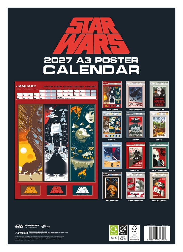 Star Wars Calendar A3 Poster 2027 5050574168793